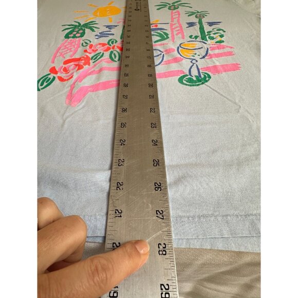 VTG Ken Done Art 80s Graphic Palm Tree SUN Flower NEON T-shirt PUFF PAINT - Picture 9 of 13